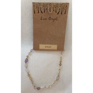 Lisa Angel Pastel Semi-Precious Stone and Gold Beaded Anklet